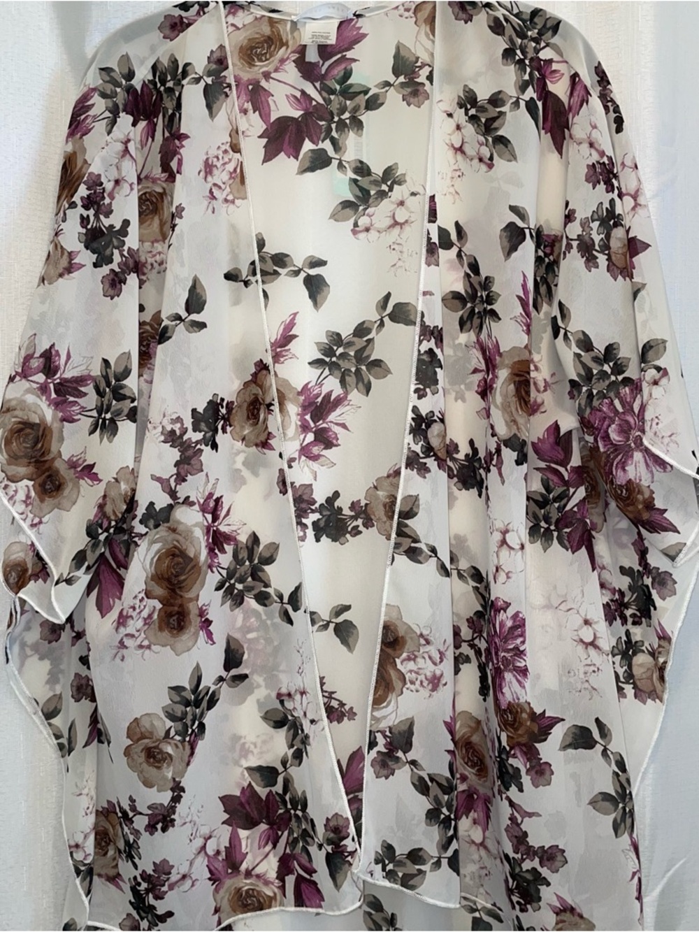 Emory Park Floral Kimono Cardigan Duster Boho Sheer 1XL